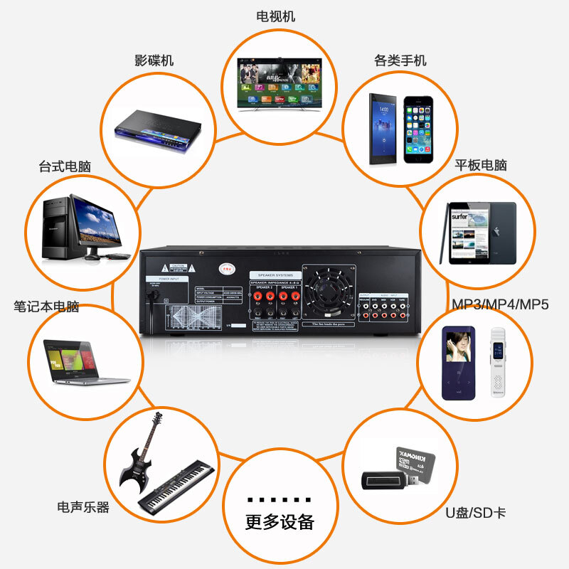 凯立欧(KO) V8会议室音响套装 蓝牙功放壁挂会议音箱U段调频无线话筒组合店铺背景音乐培训系统设备 AV280功放+V8音箱4只+QM900无线话筒